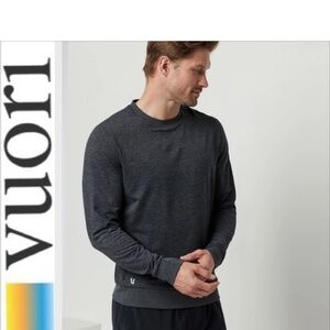 Vuori Ponto Performance Crew Sweater Shirt Black Long Sleeve Sweatshirt Workout